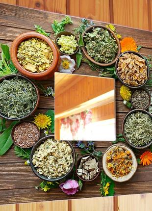 Декоративне дзеркало «трави і спеції на дерев'яному тлі» для кухні, кафе, бар, ресторан, кафе, подарунок