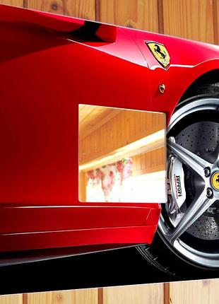 Декоративное зеркало с фото спорткара "авто ferrari. феррари" для водителей и автолюбителей, подарок