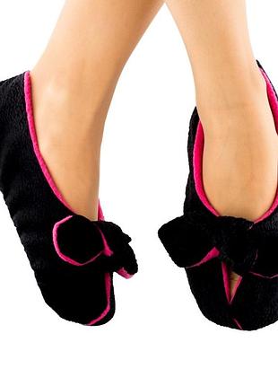 Домашние тапочки с завязками черно розовые багира