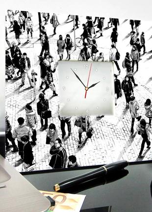 Оригінальний стильний годинник "натовп. люди" незвичайний декор у спальню, офіс, будинок, кімнату, креативний подарунок3 фото