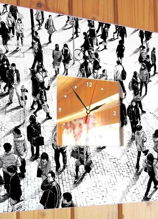 Оригінальний стильний годинник "натовп. люди" незвичайний декор у спальню, офіс, будинок, кімнату, креативний подарунок2 фото
