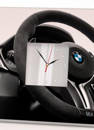 Часы с изображением руля bmw для водителей и автолюбителей, для гаража