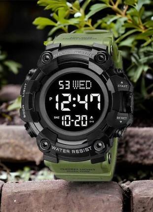 Годинник наручний чоловічий skmei 1968ag army green, брендовий чоловічий годинник, годинник для чоловіка.