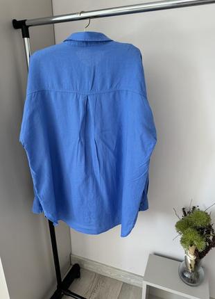 Сорочка оверсайз льон синя