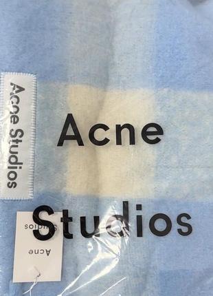 Шарф acne studio mohair checked scarf white grey royal blue