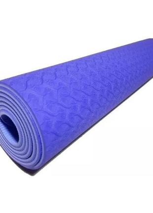 Килимок для йоги та фітнесу bavar "tpe", бузковий (bvr-kvrk-tpe-lilac)1 фото