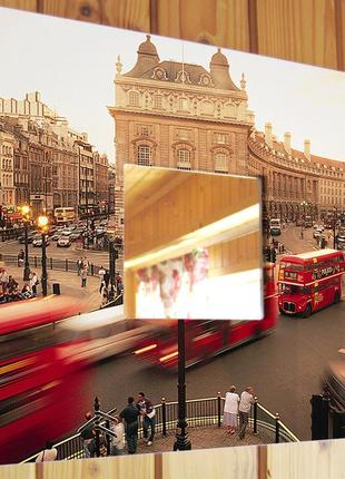 Декоративное зеркало "лондон. красные автобусы. даблдекер" украшение интерьера для квартиры, дома, офиса