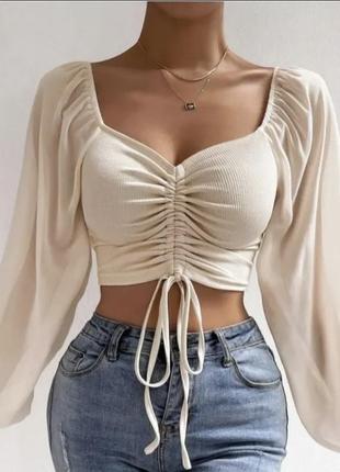 Сексуальная женская футболка с длинным рукавом и завязкой на груди