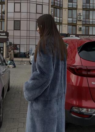 Тренд 🔥🔥 пальто шуба норка nafa колір denim р.46-48
