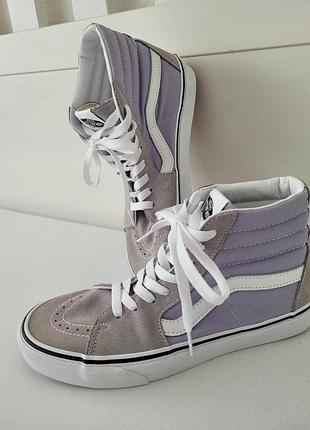 Кеди хайтопи шкіра натуральна ванс оригінал лавандового кольору 40 25.5 см