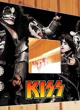 Зеркало "группа kiss" подарок для фанатов хард рок музыки, хеви-метал, музыкантов, украшение бара, клуб студию