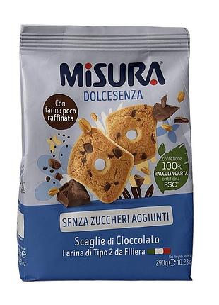 Печенье misura dolcesenza senza zuccheri aggiunti gocce di cioccolato без сахара с каплями шоколада 290г
