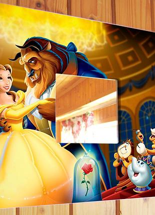 Зеркало "красавица и чудовище. beauty and the beast" подарок фанатам диснея, декор детской комнаты, спальни