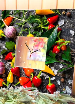 Кухонные и настенные часы с перчиками "специи и приправы. острые перцы" для кухни,...