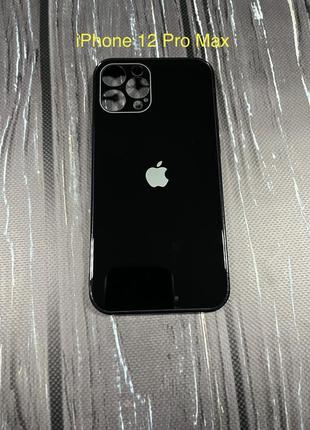 Чехол стеклянный на iphone 12 pro max / glass case logo / накладка
