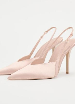 Туфли атласные zara на каблуке3 фото