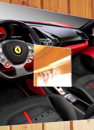 Декоративне дзеркало для подарунка «салон авто феррарі. ferrari» для водіїв і автолюбителів, в інтер'єр