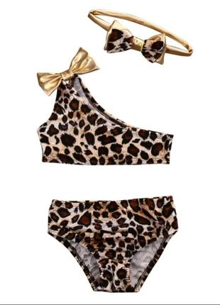 Леопардовий роздільний купальник для дівчинки, дитячий, плавки