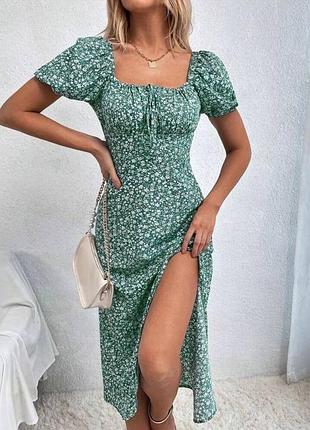 Жіноча сукня літня яскрава зелена в квіти shein розмір м (38й)2 фото