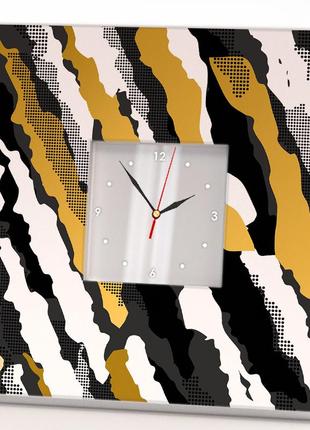 Креативний стильний годинник з декором "абстракція" і дзеркальним циферблатом у спальню, офіс, квартиру, будинок