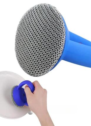 Скребок с ручкой для посуды универсальная металлическая щетка для уборки мочалка с...