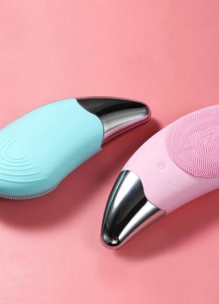 Електрична силіконова щітка-масажер для чищення особи sonic facial brush tktk