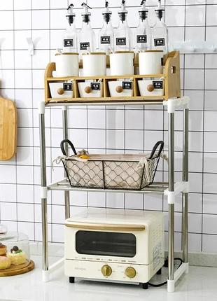 Полиця стелаж для мікрохвильової печі полиця складається з 3х трубок, настільна етажерка для техніки кухонна tktk