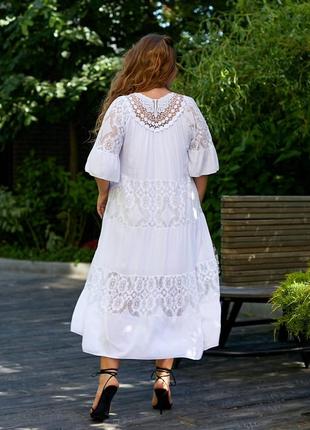 Летнее красивое платье  разлетайка с кружевом большого размера  в расцветках рр 52-62
