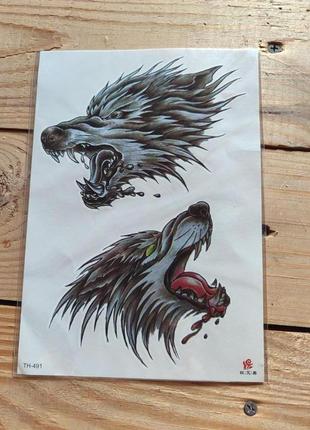 Временная тату бешенные волки tattooshka th-491