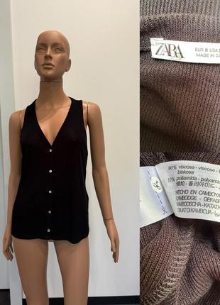 Черная вискозная майка в сеточку