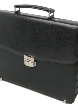 Невеликий чоловічий портфель зі штучної шкіри exclusive, україна чорний