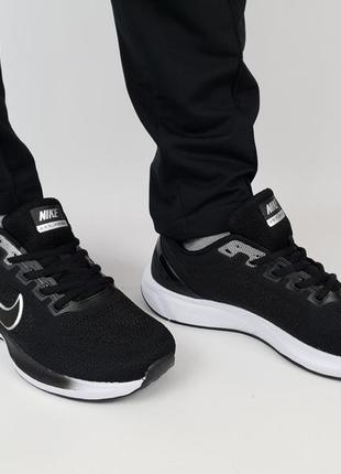 Кроссовки репл. мужские весна лето черно-белые nike air zoom black white. обувь мужская летняя черная найк аир4 фото