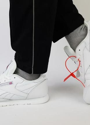 Кроссовки репл. мужские белые reebok classic leather white. кроссовки репл. женские весна лето рибок классик1 фото