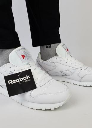 Кроссовки репл. мужские белые reebok classic leather white. кроссовки репл. женские весна лето рибок классик8 фото