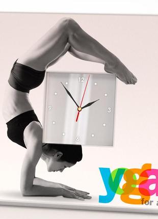 Интерьерные тематические стильные часы "йога для всех. yoga for all" украшение студии, комнаты, спальни