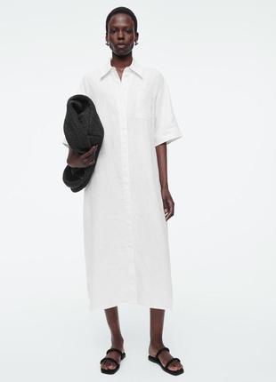 Платье рубашка платье льняное zara