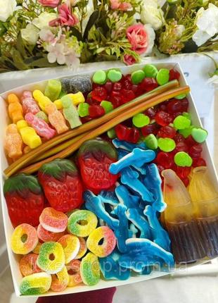 1 кг желейних цукерок - набір желейок мармелад - мармеладний світ бокс із жувальними, желейними цукерками