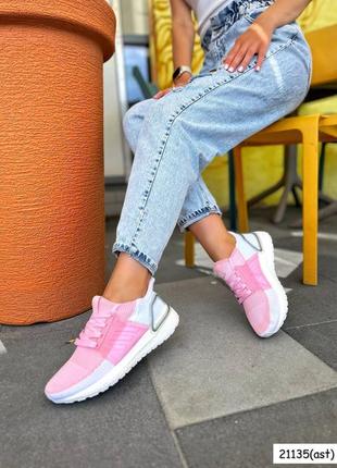 Рожеві жіночі спортивні кросівки тканеві текстильні6 фото