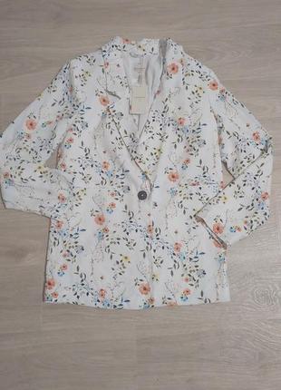 Стильный пиджак свободного кроя с цветочным принтом