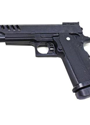 Уценка. пистолет пластиковый на пульках (22 см) перезаряжается, есть выстрел, но пулька не вылетает