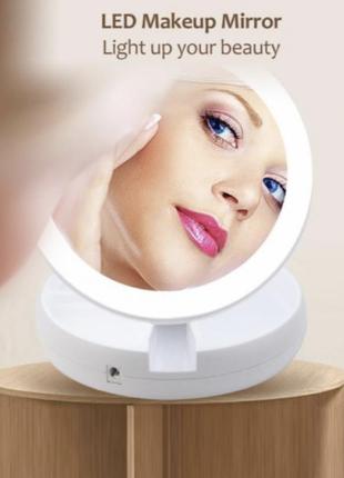 Складне косметичне дзеркало для макіяжу my fold away mirror з підсвічуванням кругле tktk6 фото