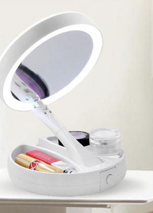 Складне косметичне дзеркало для макіяжу my fold away mirror з підсвічуванням кругле tktk4 фото