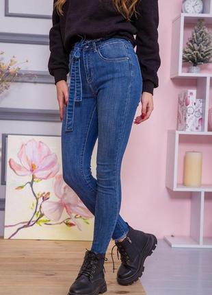 Женские джинсы с поясом, синего цвета, 164r0893 фото