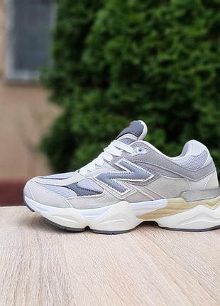 Жіночі кросівки | new balance 9060 | сірі з бежевим й білим | замша/текстиль | маломірні, :36