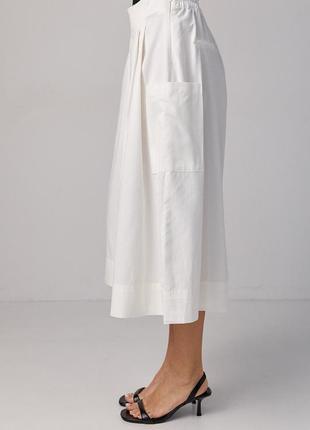 Женские штаны-кюлоты с имитацией юбки - молочный цвет, m (есть размеры)6 фото