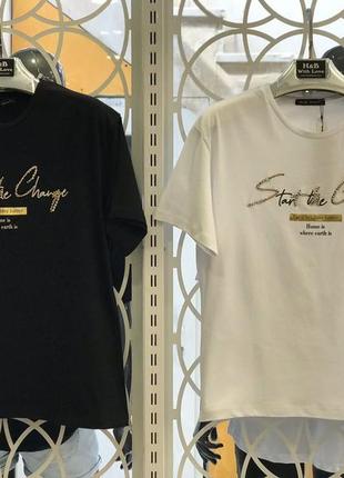 Футболка с камнями черная турция