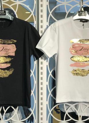 Футболка белая с камнями  турция