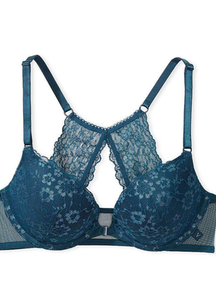 Бюстгальтер синий люрекс с застежкой спереди push up victoria ́s secret