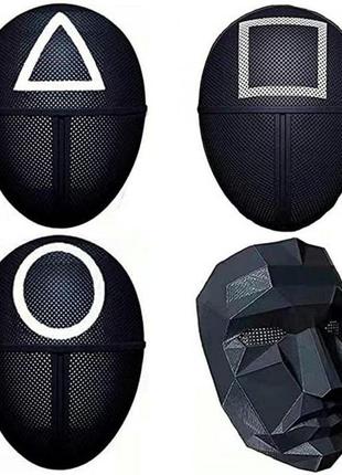 Маска из игры в кальмара squid game пластиковая черная / маски тематические сериал...