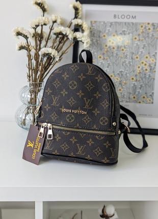 Рюкзак louis vuitton коричневий із чорними ручками міні луї віттон рюкзак жіночий
